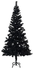 Albero di Natale Preilluminato con Palline Nero 120 cm PVC