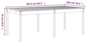 Set da Pranzo per Giardino 17pz Bianco Legno Massello di Pino