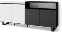 Credenza, Mobile Cucina 200x87x35cmcon 4 Porte Design industriale, Stile moderno colore Bianco e nero