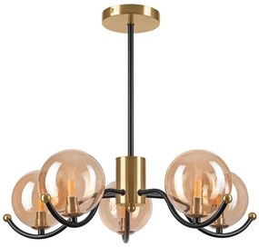 Lampadario a sospensione con supporto rigido GEORGIA 5xG9/5W/230V oro/fumé beige