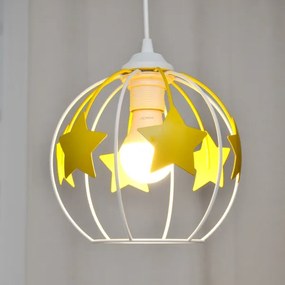 Lampadario a sospensione per bambini STARS 1xE27/15W/230V giallo/bianco