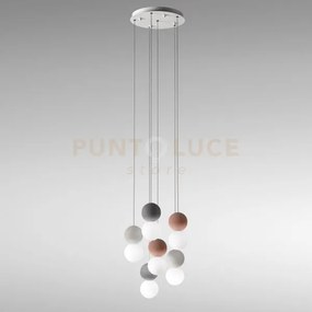 Sfera s/6 lampadario sospeso in metallo satinato bianco e diffusori...