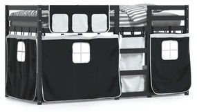 Letto A Castello Senza Materasso Bianco E Nero 90x190cm İn Pino /