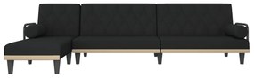 Divano letto a l nero 260x140x70 cm in tessuto