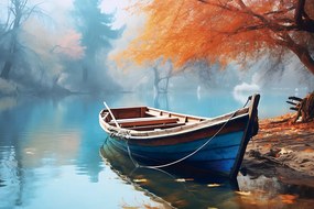 Quadro su tela – Barca su lago deserto