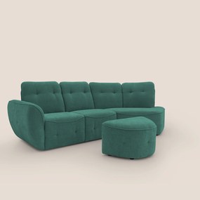 Cerbero divano angolare con pouf mobile in morbido bouclé impermeabile T07