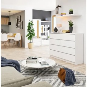Cassettiera Credenza 140x40x100 Cm 8 Cassetti Artika Bianco Opaco
