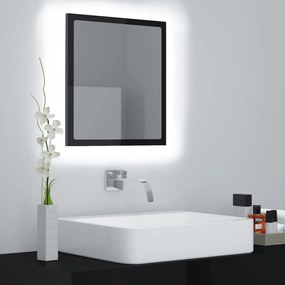 Specchio da Bagno LED Nero Lucido 40x8,5x37 cm in Acrilico