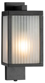 Lanterna da parete per esterni nera con vetro a coste e sensore crepuscolare - Charlois