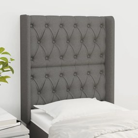 Testiera Ad Orecchio Grigio Scuro 83x16x118/128 Cm İn Tessuto /