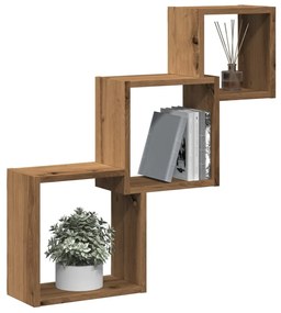 Mensole A Cubo Parete Artigianale 68x15x68 Cm Legno Multistrato /