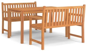 Set da pranzo per giardino 3 pz in legno massello di teak