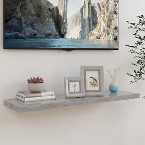 Scaffale a parete grigio cemento 90x23,5x3,8 cm in mdf