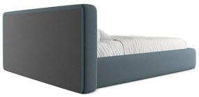 Letto matrimoniale imbottito blu con contenitore con griglia 160x200 cm Kiana - Makamii