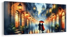 Quadro su tela – Vicolo illuminato dalla luce dei lampioni