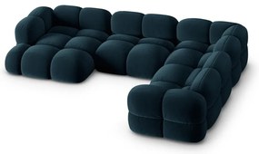 Divano angolare blu scuro (con penisola a destra/a U) con rivestimento in velluto Loretto – Cosmopolitan Design