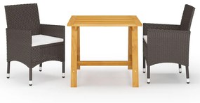 Set Mobili Da Pranzo Per Giardino 3 Pz Marrone /