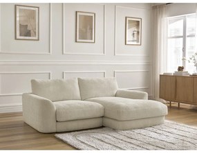 Divano angolare beige (con penisola a destra/con chaise lounge) con rivestimento in ciniglia Leonore – Bobochic Paris