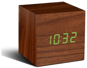 Orologio sveglia marrone con display a LED verdi Cube Click - Gingko