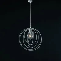 Sospensione Minimal 1 Luce Cerchi Ferro Laccato Grigio Serie Round