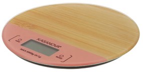 Bilancia da cucina digitale rosa e bambù