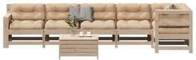Set salotto giardino 7 pz cuscini antracite legno massello pino