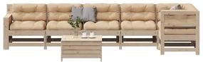 Set salotto giardino 7 pz cuscini antracite legno massello pino