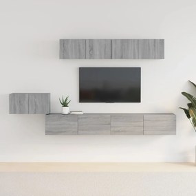 Set Di Mobili Porta Tv 5 Pz Grigio Sonoma İn Legno Multistrato /