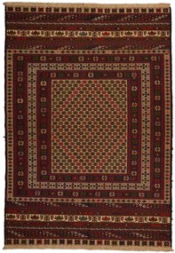 Kilim Tappeto 130x180 Rosso (Afghanistan) Tessuto A Mano