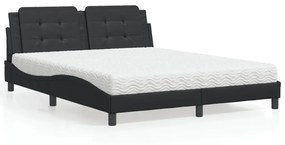 Letto Con Materasso Nero 160x200 Cm İn Similpelle /
