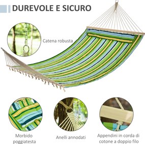 Amaca da Giardino 2 Posti 400x140 cm con Cuscino in Tessuto Multicolore...