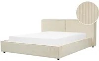 Letto matrimoniale in velluto a coste con struttura a doghe beige 160 x 200 cm stile classico camera da letto