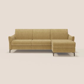 Dalia divano letto angolare con materasso alto 18 cm piedini alti e penisola contenitore in tessuto smacchiabile T17 giallo