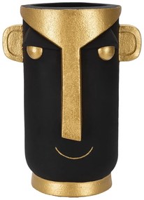 Vaso alto in poliresina nero e oro 40 cm Tribal - Mauro Ferretti
