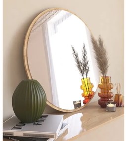 Specchio da parete OZZE diametro 60 cm marrone