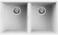 Lavello Elleci Incasso 2 vasche 76x43,5 Quadra 350 Sottotop Keratek Plus Bianco White Assoluto LKQ35096BSO