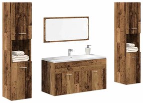 Set Mobili Da Bagno 4 Pz Legno Antico İn Legno Multistrato /