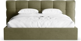 Letto matrimoniale imbottito verde con contenitore con rete inclusa 140x200 cm Eric – Micadoni