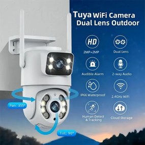 Immax NEO 07783L - Telecamera esterna smart DOUBLE 355° P/T 2x2MP IP65 Wi-Fi Tuy