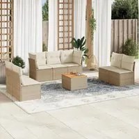 Set Divano da Giardino 8 pz con Cuscini Beige in Polyrattan 3223566