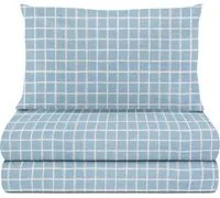 Completo letto 1 piazza e mezza quadretti azzurri cotone