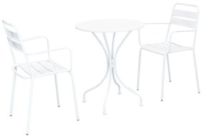 ROMANUS - set tavolo in metallo cm Ø 60 x 71h con 2 poltrone Romanus