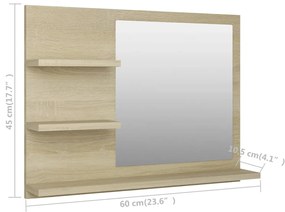 Specchio da Bagno Rovere Sonoma 60x10,5x45 cm Legno Multistrato