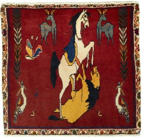 Shiraz Tappeto persiano 70x60 Rosso (Iran) Annodato A Mano