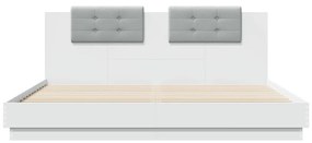 Giroletto con Testiera Bianco 200x200 cm in Legno Multistrato