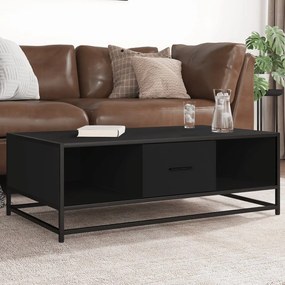 Tavolino Salotto Nero 100x57x35 Cm İn Truciolato E Metallo /