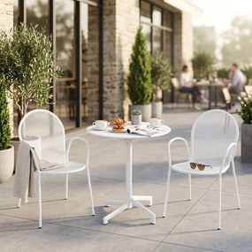 OPERA - set tavolo in metallo cm Ø 60 x 74 h con 2 poltrone Maris