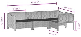 Set Divani da Giardino 6 pz con Cuscini in Polyrattan Grigio