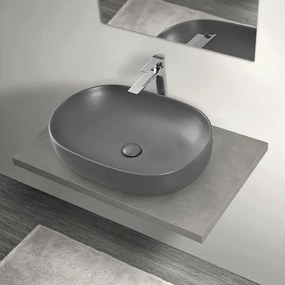 Mensola porta lavabo grigio cemento per lavabi da appoggio da 80 cm serie Master
