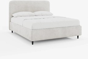 KAELOS letto minimal imbottito - vano contenitore, piedi alti e testiera arrotondata in tessuto ciniglia